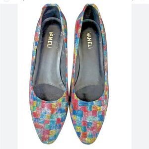 Vintage Vaneli Colorful Checkered Party Cocktail Pumps